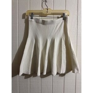 Dance & Marvel White Knit Pleated Mini Skirt Size S/M Preppy A-Line Skirt